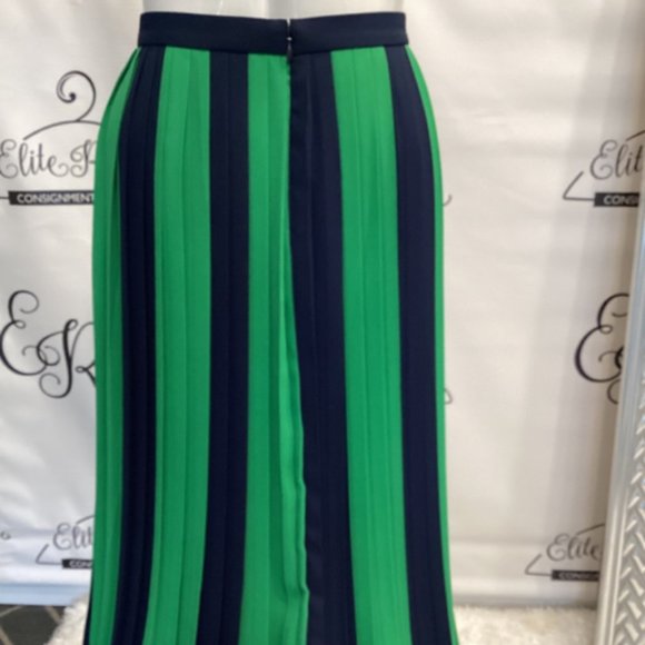 J Crew Sz 2 Green & Navy Striped Skirt - Picture 3 of 3